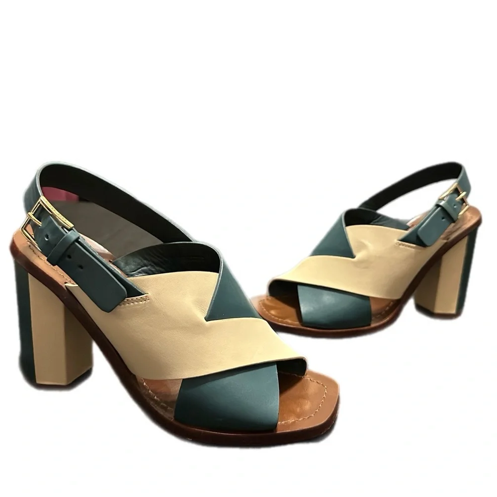 Tory Burch Green and Ivory‎ Size 7.5 Bleecker Shoes